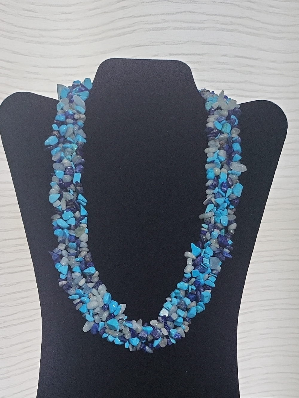 Blue Multi-Stone Twist Necklace - Women Jewelry